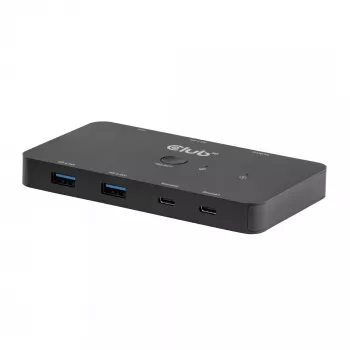 KVM-kytkin club 3d Dual USB-C to HDMI, 2 porttia, 4K UHD 3840x2160, USB-C-konsoli, 65W PD, musta