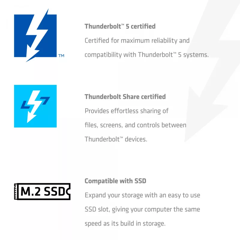 Telakointiasema CLUB3D CSV-2562 Thunderbolt 5, M.2 SSD, 2×HDMI 8K60Hz, 180W, 120 Gbit/s