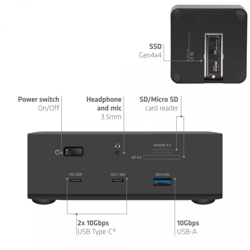 Telakointiasema CLUB3D CSV-2562 Thunderbolt 5, M.2 SSD, 2×HDMI 8K60Hz, 180W, 120 Gbit/s