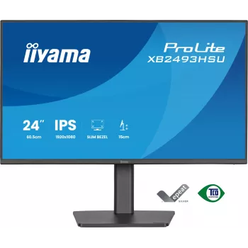 Tietokonenäyttö IIYAMA ProLite XB2493HSU-B1 60,5 cm (23,8 tuuman) Full HD IPS LED, 1920×1080, 1 ms, 178° katselukulma, USB-keskitin, kaiuttimet, musta