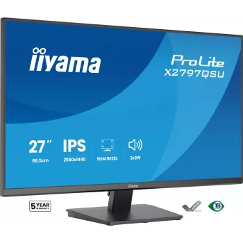 Tietokonenäyttö IIYAMA ProLite X2797QSU-B1 27 tuuman (68,6 cm) 2560×1440 IPS LED mattapintainen, 1 ms, USB 3.2 -keskitin, kaiuttimet, VESA