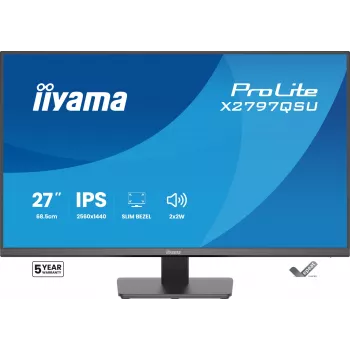 Tietokonenäyttö IIYAMA ProLite X2797QSU-B1 27 tuuman (68,6 cm) 2560×1440 IPS LED mattapintainen, 1 ms, USB 3.2 -keskitin, kaiuttimet, VESA