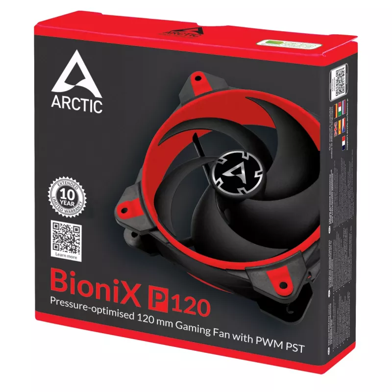 ARCTIC BioniX P120 (punainen) – paineoptimoitu 120 mm pelituuletin PWM PST
