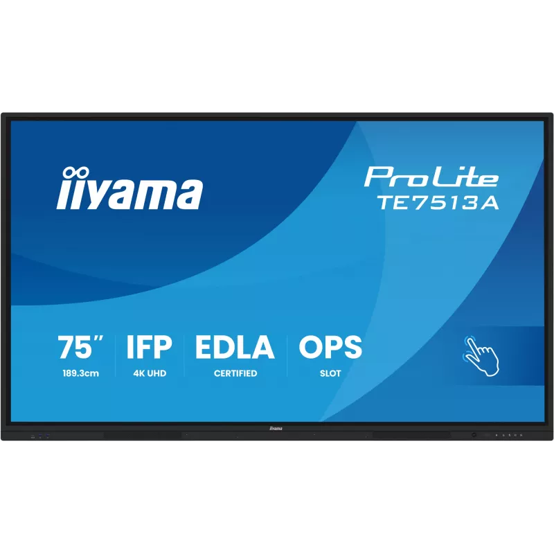 Interaktiivinen taulunäyttö IIYAMA TE7513A-B2AG 75 inch 4K UHD kosketusnäyttö, 500 cd/m², Wi‑Fi, Android, 24/7