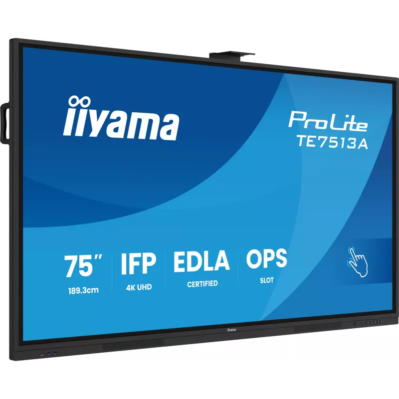 Interaktiivinen taulunäyttö IIYAMA TE7513A-B2AG 75 inch 4K UHD kosketusnäyttö, 500 cd/m², Wi‑Fi, Android, 24/7