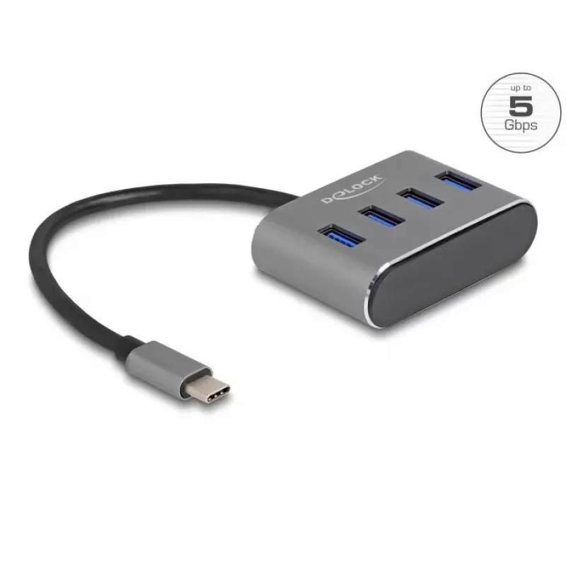 DeLOCK 63223 USB 3.2 Gen 1 Type-C -keskitin 5000 Mbit/s musta