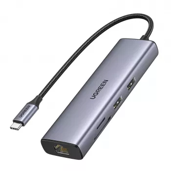 USB-C-keskitin UGREEN 90568 2 USB 3.0 HDMI RJ45 SD TF PD -portti