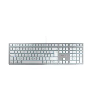 Johdollinen USB-näppäimistö Cherry KC 6000C Macille – QWERTY Nordic, saksimekanismi, hopea, 1,8 m kaapeli