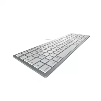 Johdollinen USB-näppäimistö Cherry KC 6000C Macille – QWERTY Nordic, saksimekanismi, hopea, 1,8 m kaapeli