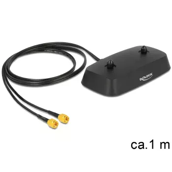 DeLOCK 88739 antennijalusta, 2x SMA, 1 m kaapeli, musta