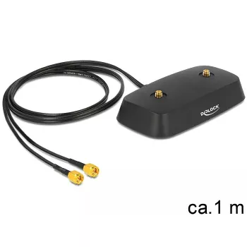DeLOCK 88739 antennijalusta, 2x SMA, 1 m kaapeli, musta