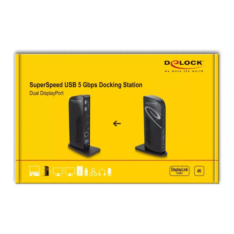 DeLOCK USB-telakka Dual DisplayPort 4K USB 3.2 LAN audio