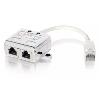 2-porttinen Cat.5e RJ45 -jakaja, Equip 127603, metalli/valkoinen, 0,15 m