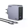 Ugreen Nexode Pro 160W GaN -laturi USB-C-kaapelilla yleismalli musta, harmaa AC-pikalataus sisäkäyttöön