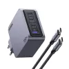 Ugreen Nexode Pro 160W GaN -laturi USB-C-kaapelilla yleismalli musta, harmaa AC-pikalataus sisäkäyttöön