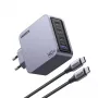 Ugreen Nexode Pro 160W GaN -laturi USB-C-kaapelilla yleismalli musta, harmaa AC-pikalataus sisäkäyttöön