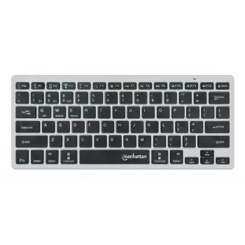 Manhattan erittäin ohut kaksitoiminen langaton näppäimistö, saksalainen QWERTZ-asettelu, Bluetooth (v3.0) ja langaton (2,4 GHz), 78 matalaa saksimekanisminäppäintä, automaattinen virranhallinta, kantama 10 m, USB-A-vastaanotin, AAA-paristo (sisältyy), Windows ja Mac, kolmen vuoden takuu