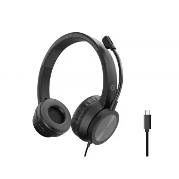 Headset CONCEPTRONIC POLONA05BC — stereo USB-C, taustamelua vaimentava mikrofoni, korvan päälle asetettava, 2 m kaapeli, 20–22000 Hz, musta