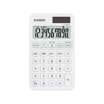 Taskulaskin CASIO SL-310YC tasku perus, 10-numeroinen, paristo/aurinko, valkoinen