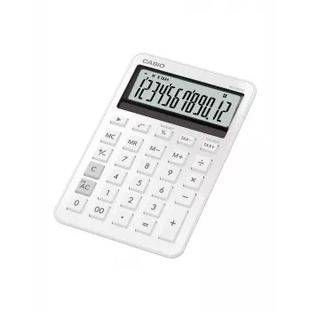 Pöytälaskin CASIO MS-200DQ 12-numeroinen, paristo/aurinko, vero- ja voittotoiminnot, valkoinen