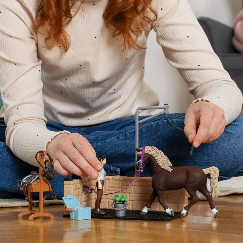 Eläin Schleich HORSE CLUB pesupaikka Emily & Luna