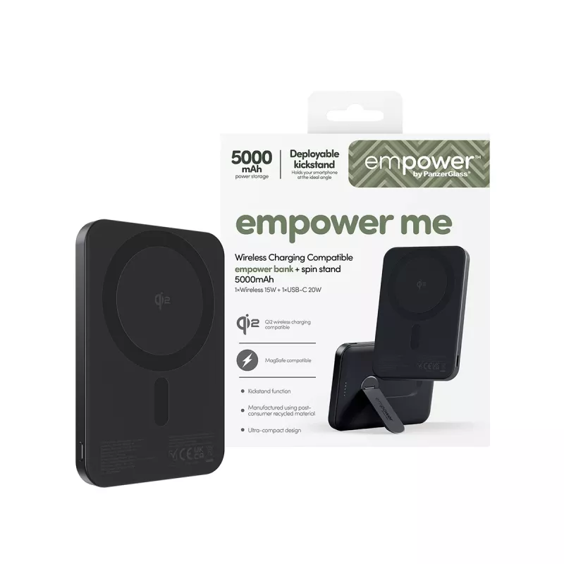 PanzerGlass empower™ by ® empower™ Bank with Spin Stand | 5000mAh | Space Black