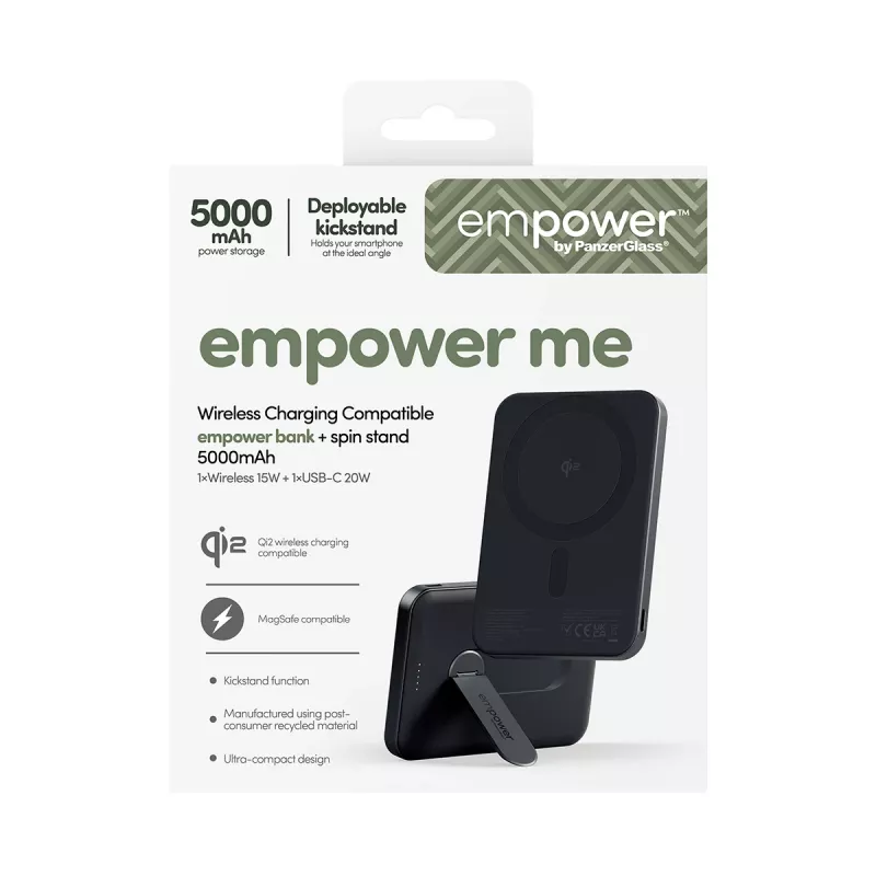 PanzerGlass empower™ by ® empower™ Bank with Spin Stand | 5000mAh | Space Black