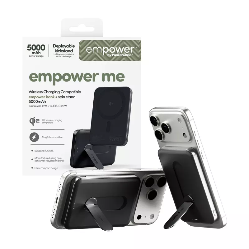 PanzerGlass empower™ by ® empower™ Bank with Spin Stand | 5000mAh | Space Black