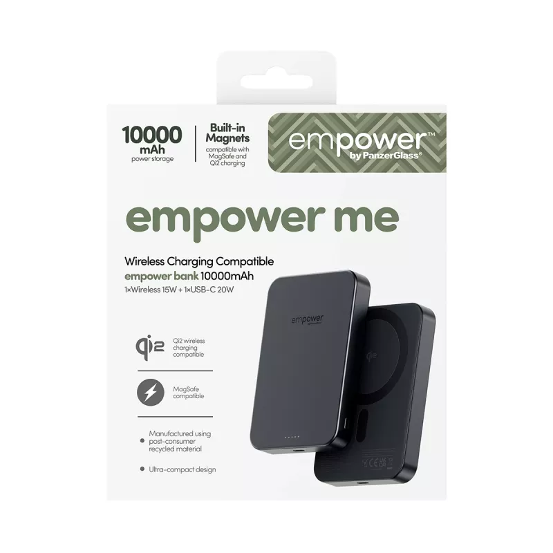 PanzerGlass empower™ kannettava varavirtalähde 10000mAh Space Black, 0,245 kg
