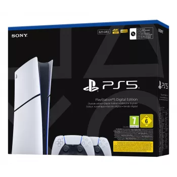 Pelikonsoli Sony PlayStation 5 ohut Digital 825 GB SSD, Wi‑Fi, Bluetooth, HDMI 2.1, valkoinen/musta