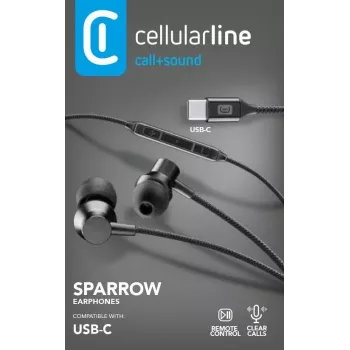 Cellularline SPARROW stereo-in-ear-kuulokkeet mikrofonilla ja kaukosäätimellä