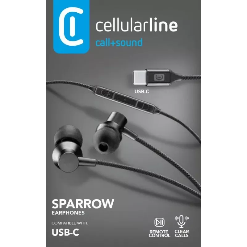 Cellularline SPARROW stereo-in-ear-kuulokkeet mikrofonilla ja kaukosäätimellä