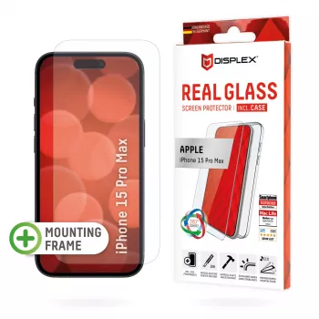 Displex näytönsuoja + kotelo Apple iPhone 15 Pro Max, Eco-asennuskehys, naarmuuntumaton