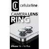 Cellularline kameraobjektiivin rengas - iPhone 16/16 Plus karkaistu lasi kameran suojaukseen