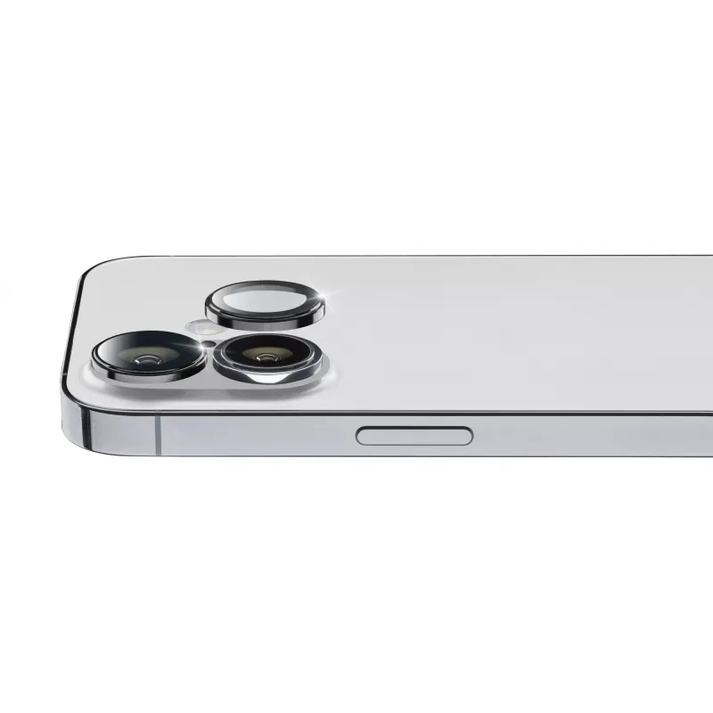 Cellularline kameraobjektiivin rengas - iPhone 16/16 Plus karkaistu lasi kameran suojaukseen