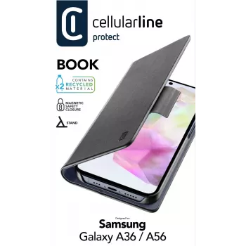 Cellularline Book - Galaxy A36/A56 kirjakotelo korttipaikalla ja magneettisulkimella