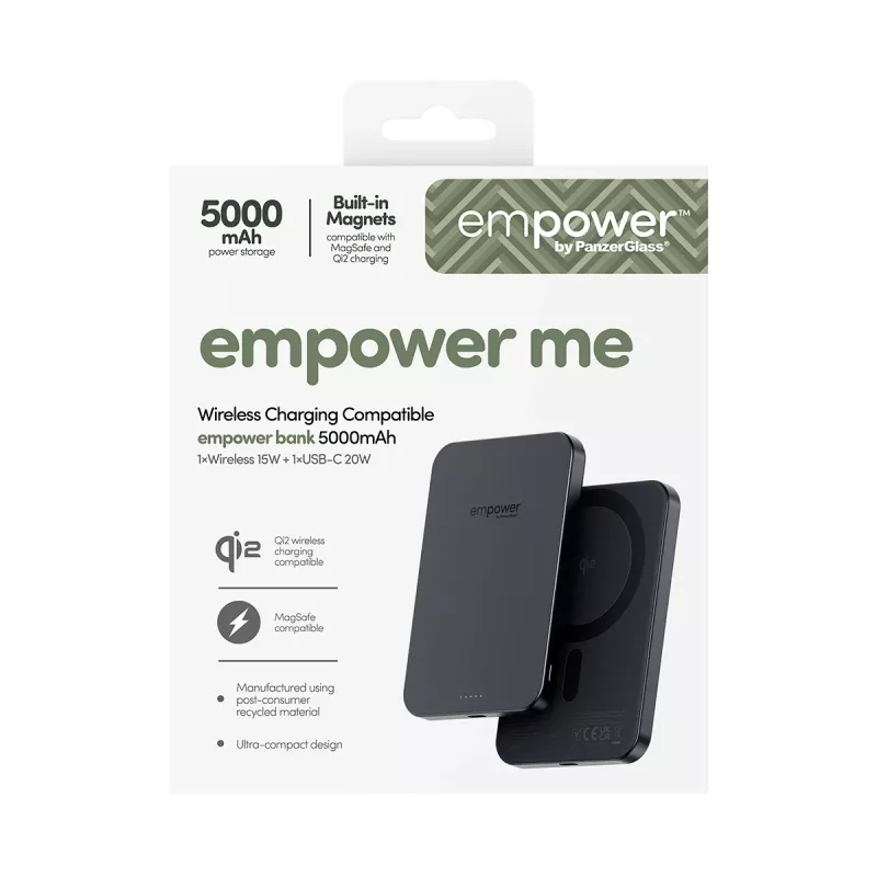 Varavirtalähde PanzerGlass empower™ 5000mAh Space Black kannettava laturi