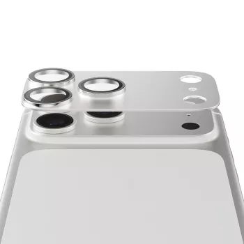 PanzerGlass Fender kameransuojus iPhone 17 Pro Max — silikoni, hopea, naarmu- ja iskunkestävä