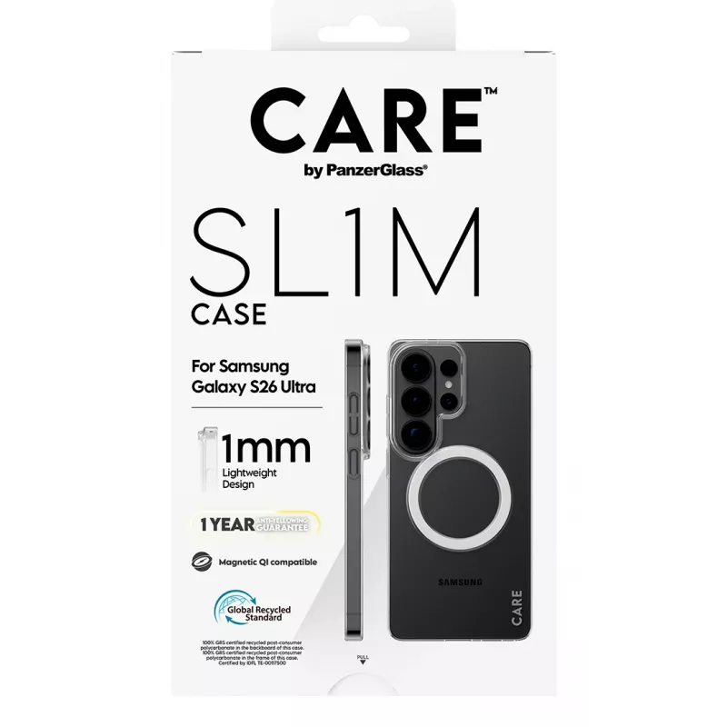 Puhelinkotelo PanzerGlass CARE™ SL1M läpinäkyvä Qi Samsung Galaxy S26 Ultra (6,9 inch)