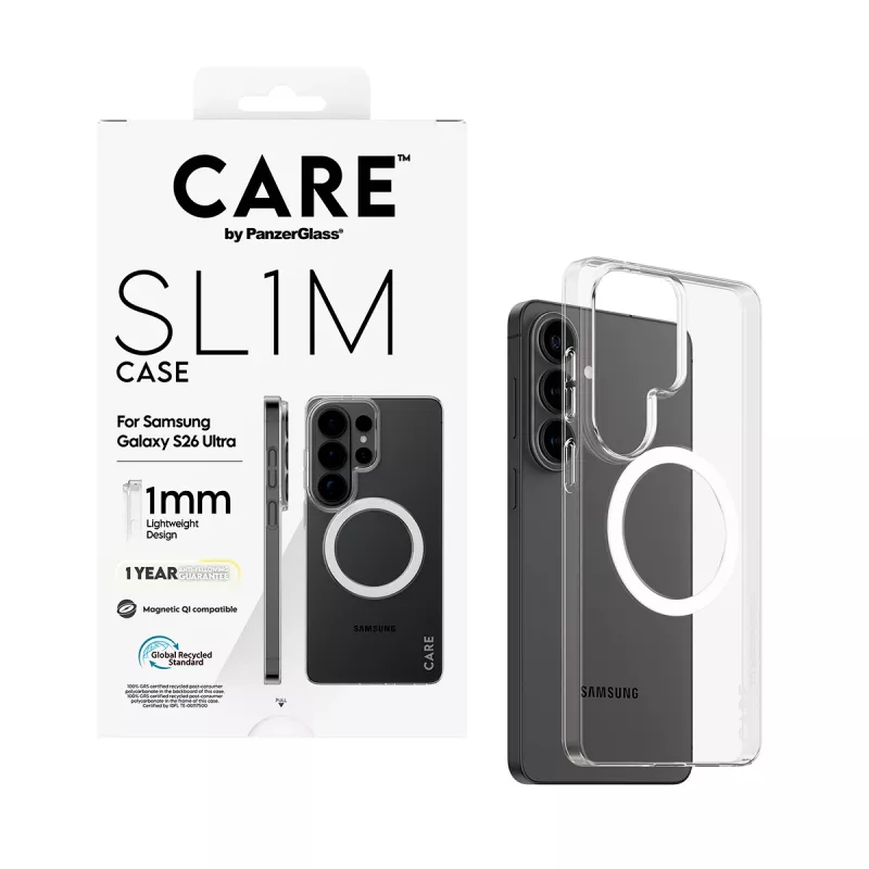 Puhelinkotelo PanzerGlass CARE™ SL1M läpinäkyvä Qi Samsung Galaxy S26 Ultra (6,9 inch)