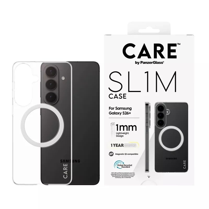 PanzerGlass CARE™ SL1M läpinäkyvä suojakotelo Qi Samsung Galaxy S26+ (6,7