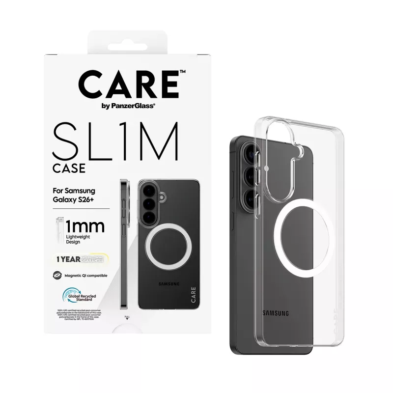 PanzerGlass CARE™ SL1M läpinäkyvä suojakotelo Qi Samsung Galaxy S26+ (6,7