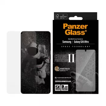 Näytönsuojus PanzerGlass Ceramic Samsung Galaxy S26 Ultra — karkaistu lasi, Ultra-Wide Fit, EasyAligner, läpinäkyvä