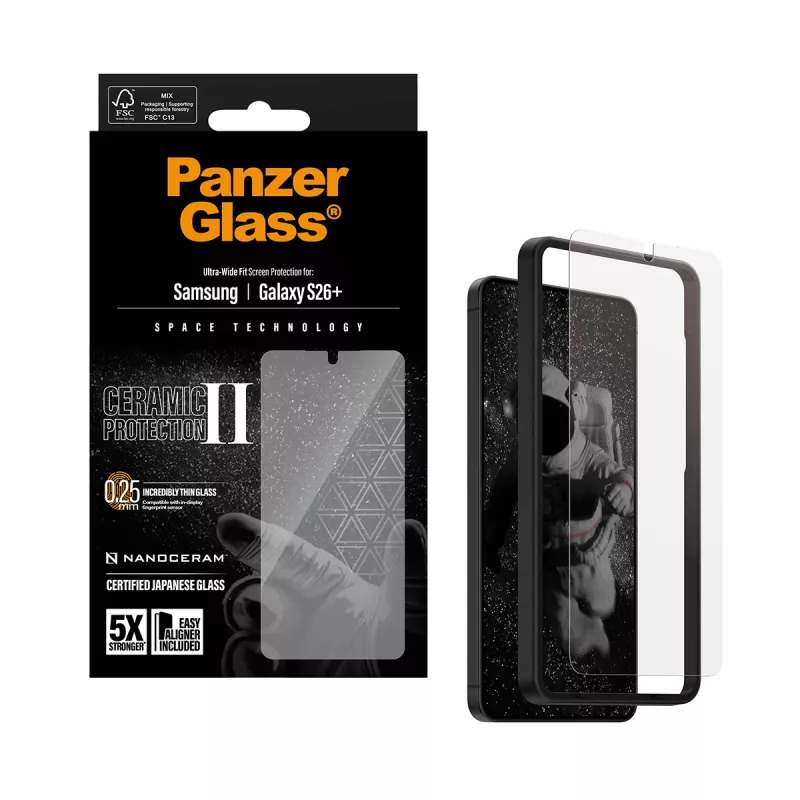 PanzerGlass ® Ceramic näytönsuojus Samsung Galaxy S26+ | Ultra-Wide Fit EasyAlignerilla