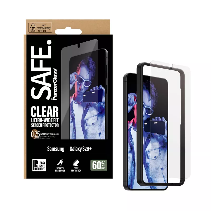 PanzerGlass SAFE. by ® näytönsuojakalvo Samsung New Galaxy S 2026 Plus | Ultra-Wide Fit EasyAlignerilla