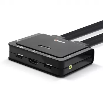 Lindy 2 Port HDMI 18G, USB Type-C, USB 2.0 ja audio kaapeli KVM-kytkin