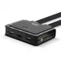 Lindy 2 Port HDMI 18G, USB Type-C, USB 2.0 ja audio kaapeli KVM-kytkin