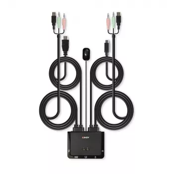 Lindy 2 Port HDMI 18G, USB Type-C, USB 2.0 ja audio kaapeli KVM-kytkin