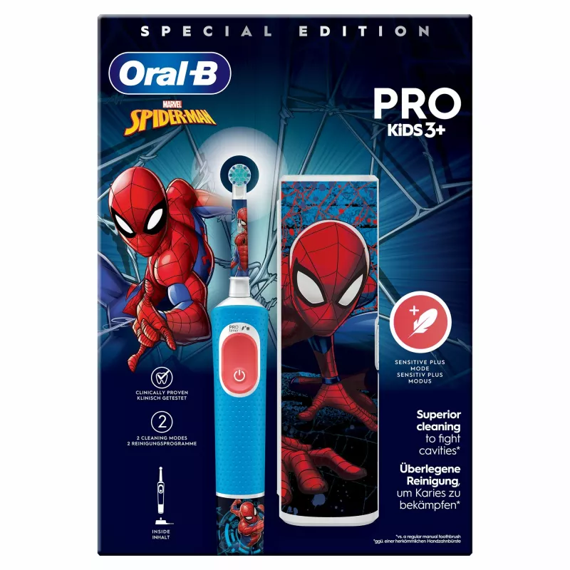 Oral-B Vitality Pro Kids Spiderman sähköinen lasten hammasharja sininen, punainen