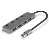 Lindy 4-porttinen USB 3.0 -keskitin virtakytkimillä